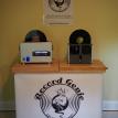 KD-CLN-LP200 and Vinyl Cleaner machines on Record Genie workstation with banner.